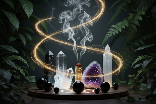Crystal and toxic removal healing session with glowing crystals and cleansing energy